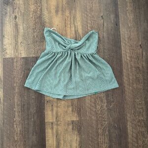 Green Eyelet Sleeveless Top